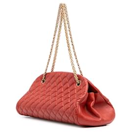 Chanel-Chanel Red Medium Lambskin Just Mademoiselle Bowling Bag-Red