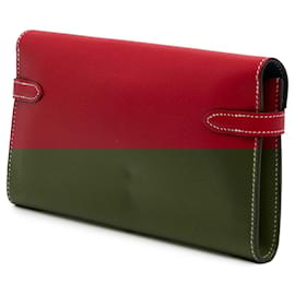 Hermès-Hermès Red Epsom Kelly Longue Wallet-Red,Dark red