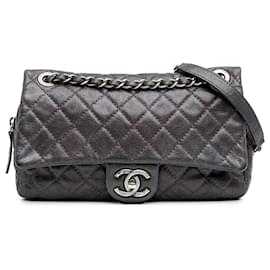 Chanel-Chanel Violet Moyen Caviar Matelassé Easy Flap-Autre,Violet