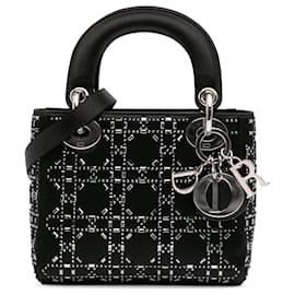 Dior-Dior Black Mini Satin Cannage Strass Crystal Embellished Lady Dior-Black