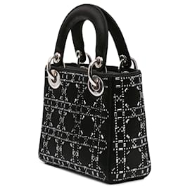 Dior-Dior Black Mini Satin Cannage Strass Crystal Embellished Lady Dior-Black