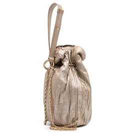 Chanel-Chanel Gold Small Metallic Calfskin Coco Pleats Drawstring Backpack-Golden