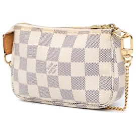 Louis Vuitton-Mini Pochette Accessoires Damier Azur Blanc Louis Vuitton-Blanc