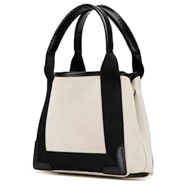 Balenciaga-Balenciaga Cabas XS en toile blanche et marine-Noir,Blanc