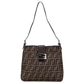 Fendi-Fendi Brown Zucca Canvas Shoulder Bag-Brown