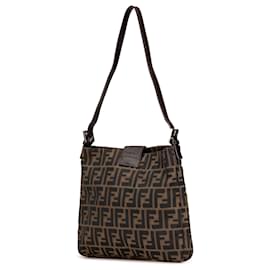 Fendi-Fendi Brown Zucca Canvas Shoulder Bag-Brown