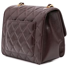 Chanel-Chanel Red Mini Quilted Shiny Lambskin Single Flap-Red,Dark red