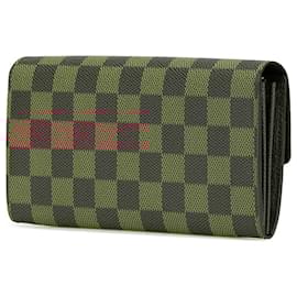 Louis Vuitton-Portefeuille Sarah Damier Ébène Marron Louis Vuitton-Marron