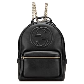 Gucci-Gucci Black Soho Leather Chain Backpack-Black