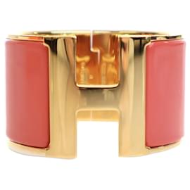 Hermès-Bracelet GM Hermès Clic Clac H en émail extra large rose-Rose,Doré