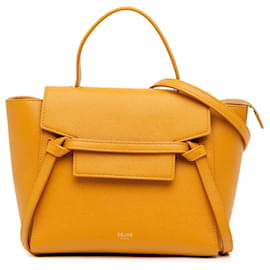 Céline-Celine Yellow Nano Grained Calfskin Belt Bag-Yellow,Mustard