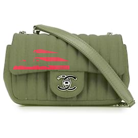 Chanel-Chanel Mini Rose Vertical en Jersey Matelassé à Rabat Unique-Rose,Autre