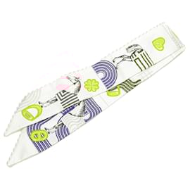 Hermès-Hermès White Garde Robe Pop Silk Twilly Scarf-Other