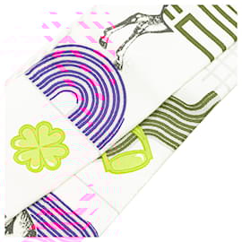 Hermès-Hermès White Garde Robe Pop Silk Twilly Scarf-Other