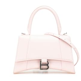 Balenciaga-Sac à main en cuir rose Balenciaga Hourglass petit modèle-Rose