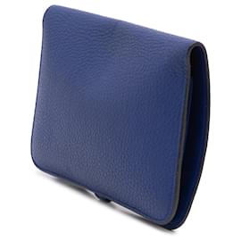 Hermès-Hermès Blue Clemence Dogon Wallet GM-Blue