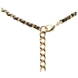 Chanel-Collier pendentif miroir en forme de cœur CC en cuir d'agneau noir Chanel-Noir,Autre