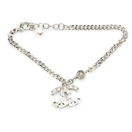 Chanel-Chanel Silver Silver CC Rhinestones Charms Bracelet-Silvery