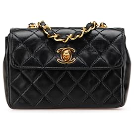 Chanel-Chanel Mini CC Noir en Cuir Agneau Matelassé-Noir