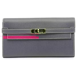 Hermès-Hermès Pink Epsom Kelly Longue Wallet-Pink