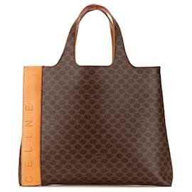 Céline-Celine Brown Macadam Coated Canvas Tote-Brown