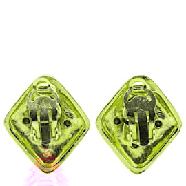 Chanel-Chanel Gold Gold Plated Diamond Crystal Clip on Earrings-Golden