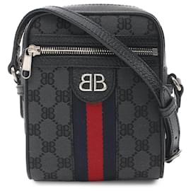 Balenciaga-Balenciaga Noir Le Projet Hacker Mini BB Suprême Web Ophidia Sac Bandoulière-Noir