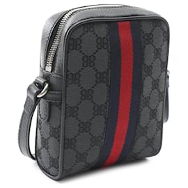 Balenciaga-Balenciaga Noir Le Projet Hacker Mini BB Suprême Web Ophidia Sac Bandoulière-Noir