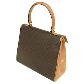 Céline-Celine Brown Macadam Coated Canvas Top Handle Bag-Brown