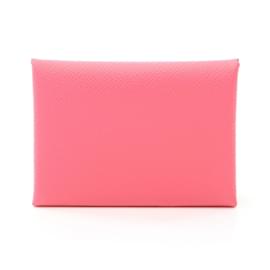 Hermès-Hermes Calvi Duo Wallet/Coin Case-Pink