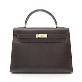 Hermès-Hermes Kelly 32 Handbag in Brown-Brown