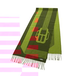 Hermès-Hermes Cashmere Shawl in Bordeaux and Orange-Orange,Dark red