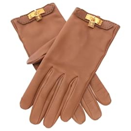 Hermès-Gants en cuir Hermes Kelly-Marron