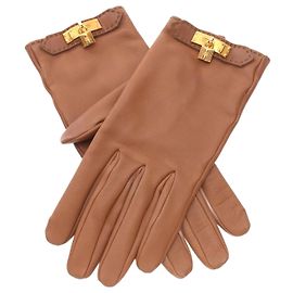 Hermès Luvas de couro Hermes Kelly Marrom