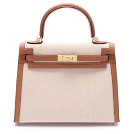 Hermès-Hermes Kelly 25 Handbag-Brown,Beige,Cream