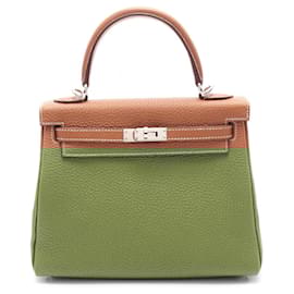 Hermès-Hermes Kelly 25 Togo Handbag-Brown,Golden