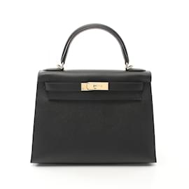 Hermès-Hermes Kelly 28 Handbag in Black Epsom Leather-Black