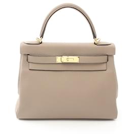 Hermès-Hermes Kelly 28 Togo Handbag-Beige