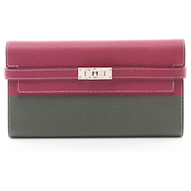 Hermès-Portefeuille long bi-fold Hermes Kelly-Rose