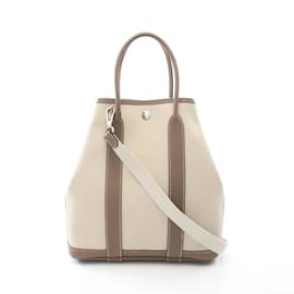 Hermès-Sac tote PM Hermes Garden File-Marron,Écru,Taupe