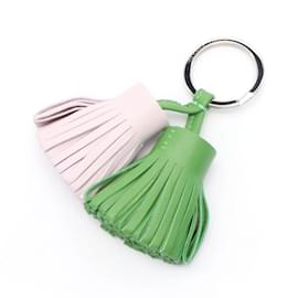 Hermès-Porte-clés Hermès Carmen Unodos-Argenté,Rose,Vert