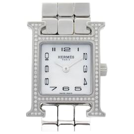 Hermès-Hermes H Watch Mini Diamond Bezel Wristwatch-Other