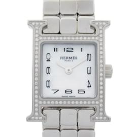 Hermès-Hermes H Watch Mini Diamond Bezel Wristwatch-Other