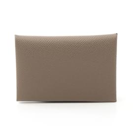 Hermès-Hermes Calvi Coin Case in Brown Epsom Leather-Brown