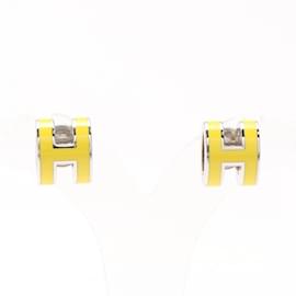 Hermès-Hermes Mini Pop H Earrings-Silvery,Golden,Yellow