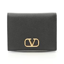 Valentino-Valentino V Bi-fold Wallet in Black Leather-Black
