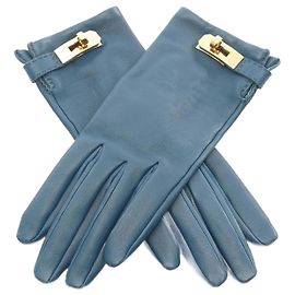 Hermès Handschuhe aus blauer Lammleder-Hommage an Hermes Kelly Blau