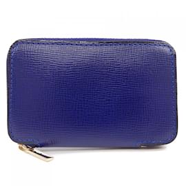 Valextra-Valextra Navy Leather Coin Purse-Navy blue