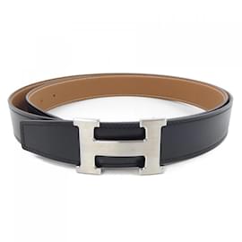 Hermès-Cinto reversível Hermès-Marrom,Preto