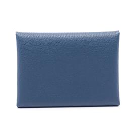 Hermès-Hermes Calvi Duo Blue Coin Case-Blue